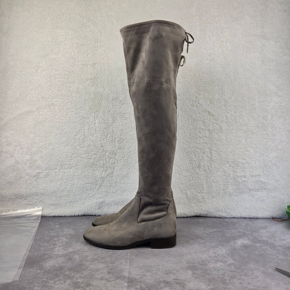 Ivanka Trump Grey Faux Suede Over The Knee Tie Back Boots Size 8.5M